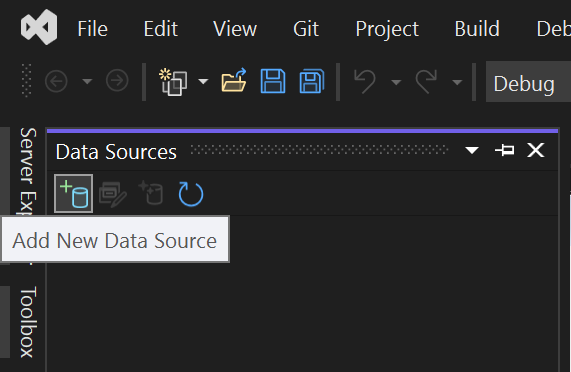 Visual Studio で新しいデータ ソースを追加する