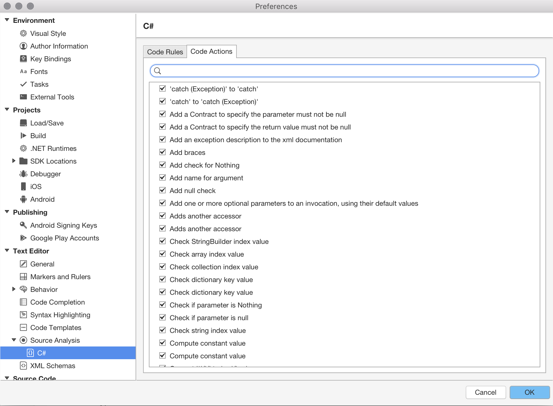 C# のソース解析アクション