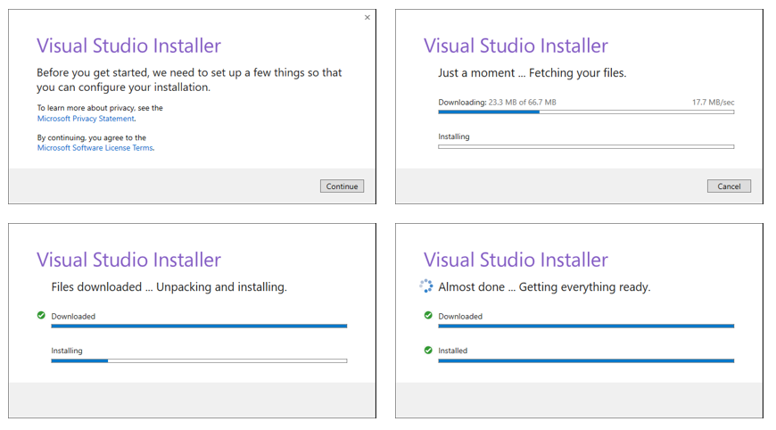 Visual Studio インストーラーのセットアップの透過性が向上