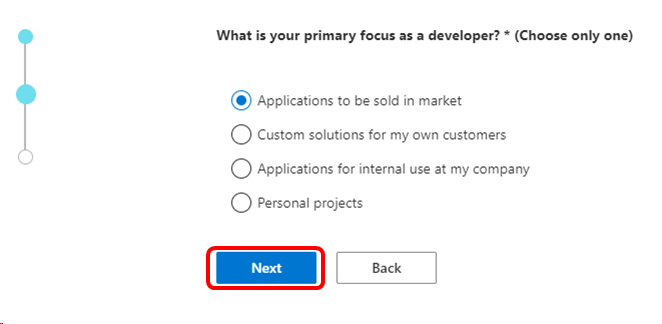 Microsoft 365 開発者向けのフォーカスの選択