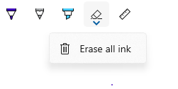 消しゴムのポップアップが呼び出された InkToolbar