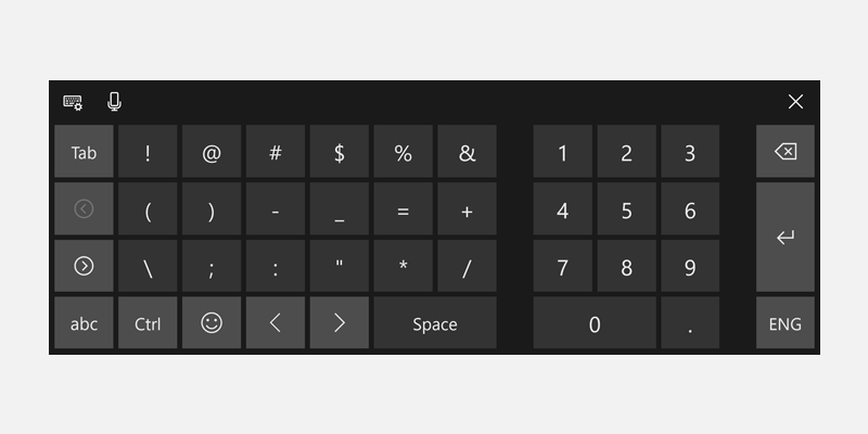 数字用 Windows タッチ キーボード