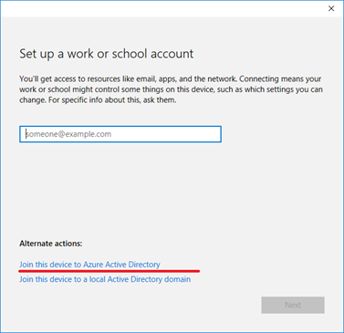 職場または学校アカウントに参加するオプションをMicrosoft Entra ID