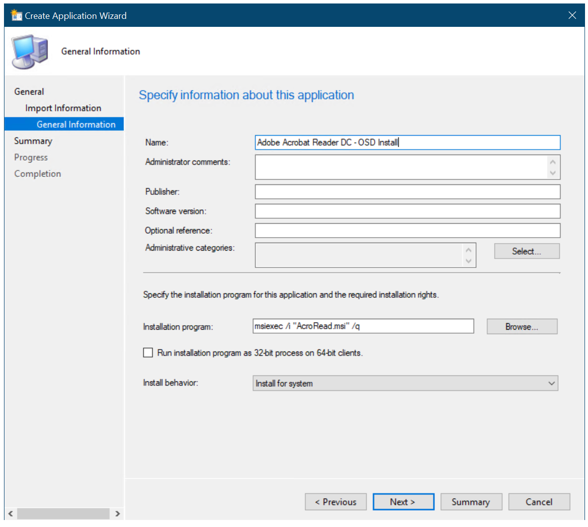 OSD Install サフィックスをアプリケーション名に追加します。