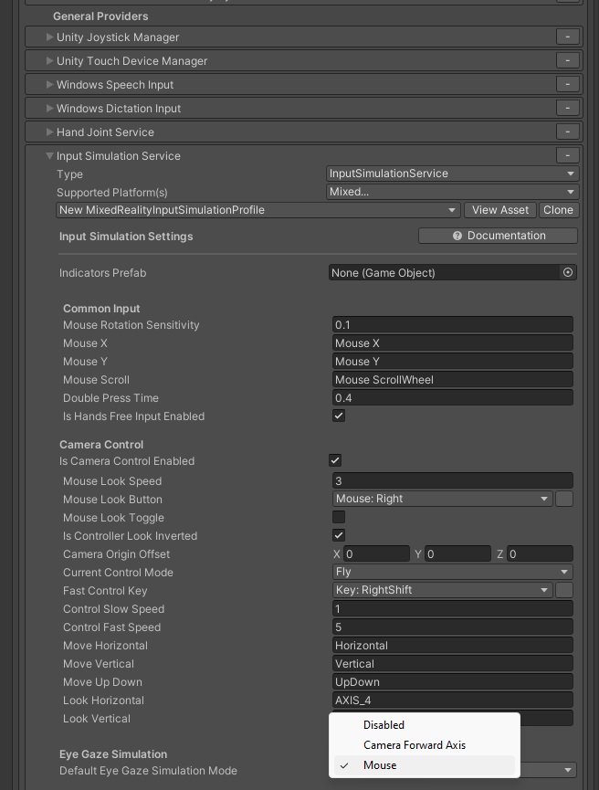 MRTK の目のシミュレーション