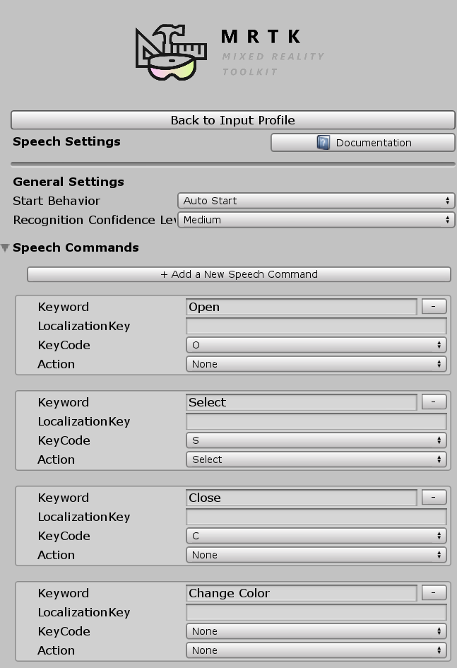 Speech Commands プロファイル