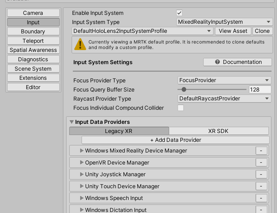 レガシおよび XR SDK のデータ プロバイダーを 1 つのプロファイルに統合できるようになりました