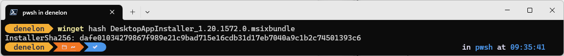 winget の hash コマンド