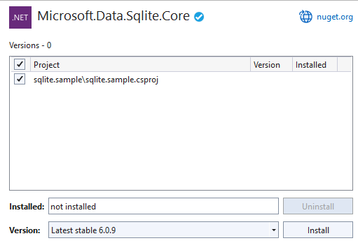 SQLite Core パッケージ