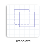 右と下に移動した四角形の図