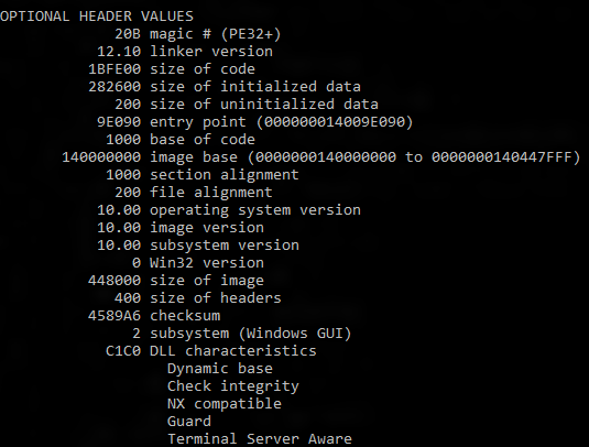 dumpbin /headers からの出力