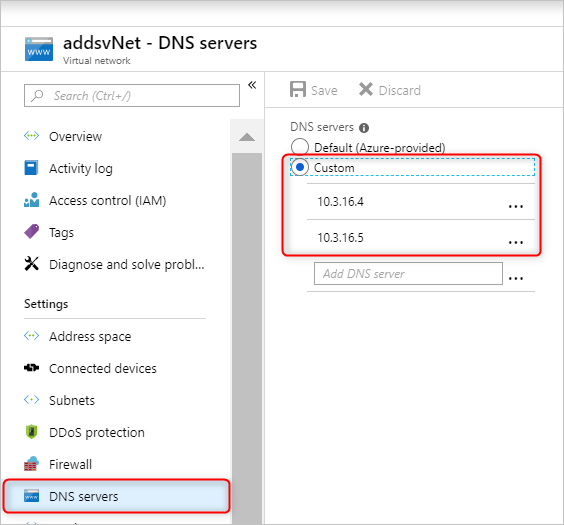 가상 네트워크 DNS 구성을 업데이트합니다.