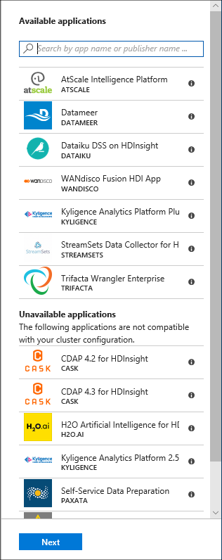 HDInsight 애플리케이션 사용 가능 애플리케이션입니다.