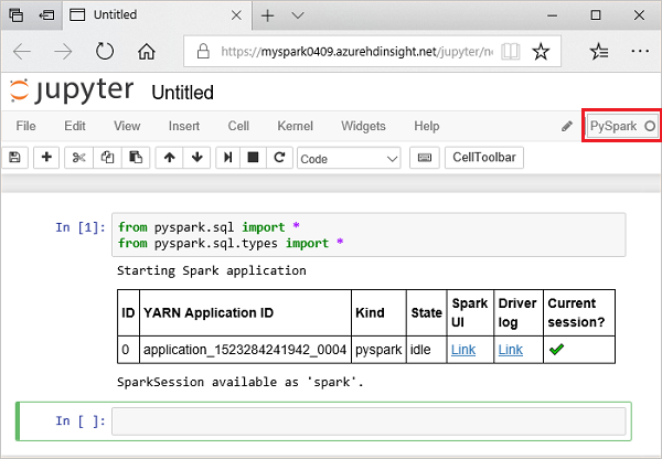 대화형 Spark SQL 쿼리 상태.