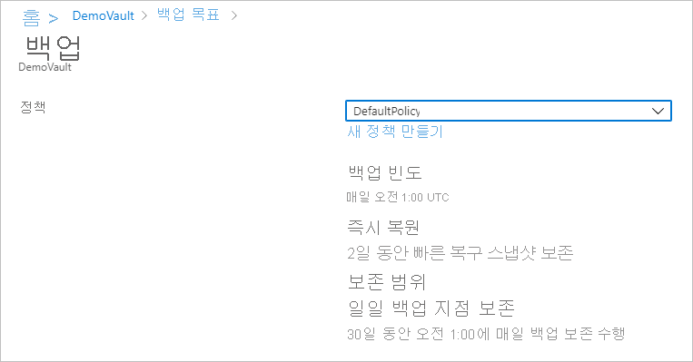 백업 정책 선택