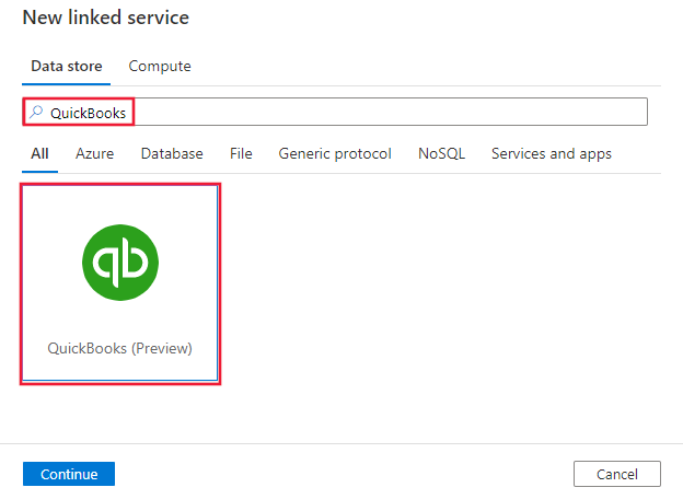 QuickBooks 커넥터의 스크린샷.