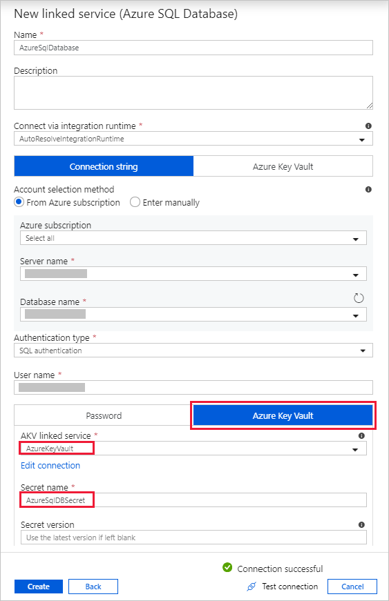 Azure Key Vault 비밀 구성