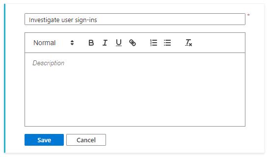 Screenshot shows how to finish defining and save your task.