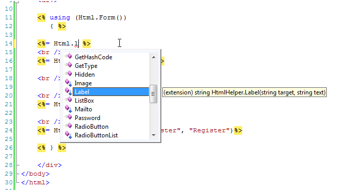 Html.Label() 확장 메서드 사용