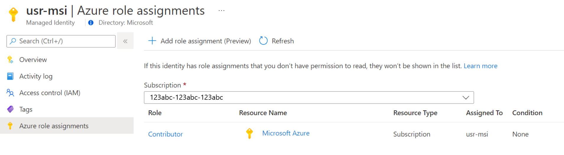 View role-assignments that you have permission in Azure portal.