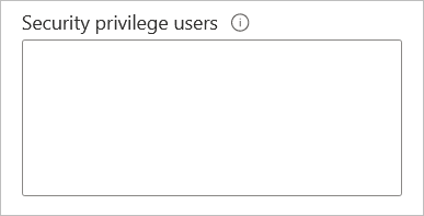 Active Directory 연결 창의 보안 권한 사용자 상자를 보여 주는 스크린샷