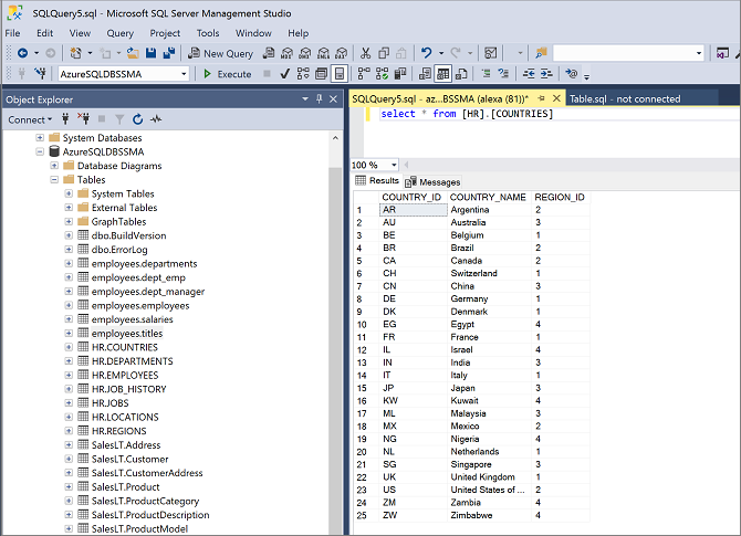 SQL Server Management Studio의 유효성 검사를 보여주는 스크린샷