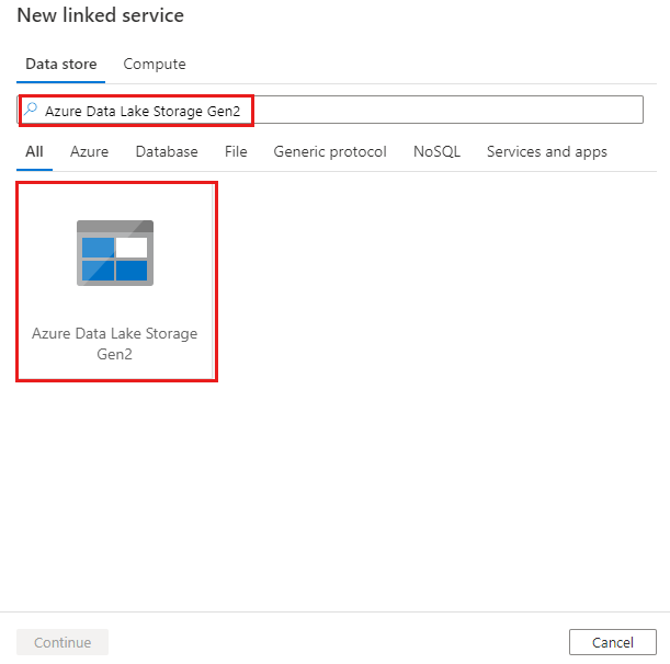 Azure Data Lake Storage Gen2 커넥터를 선택합니다.