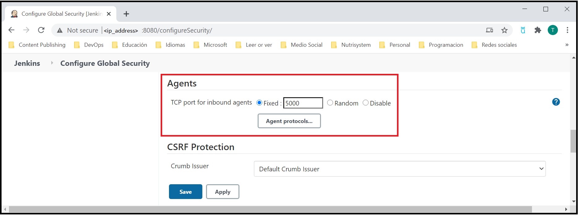 Configure TCP port