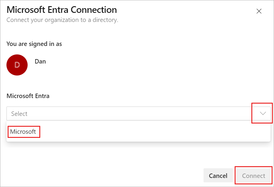 Microsoft Entra ID를 선택한 다음 연결