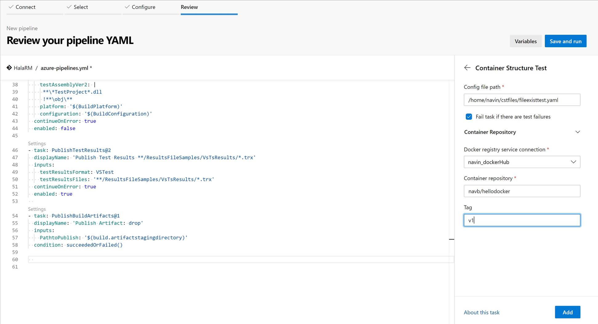 YAML 기반 파이프라인의 컨테이너 테스트