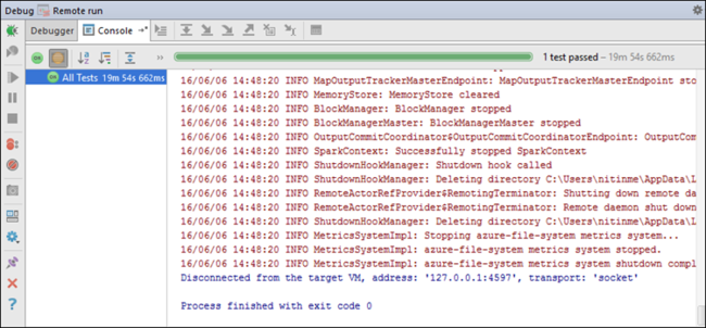 IntelliJ IDEA debugger console output.