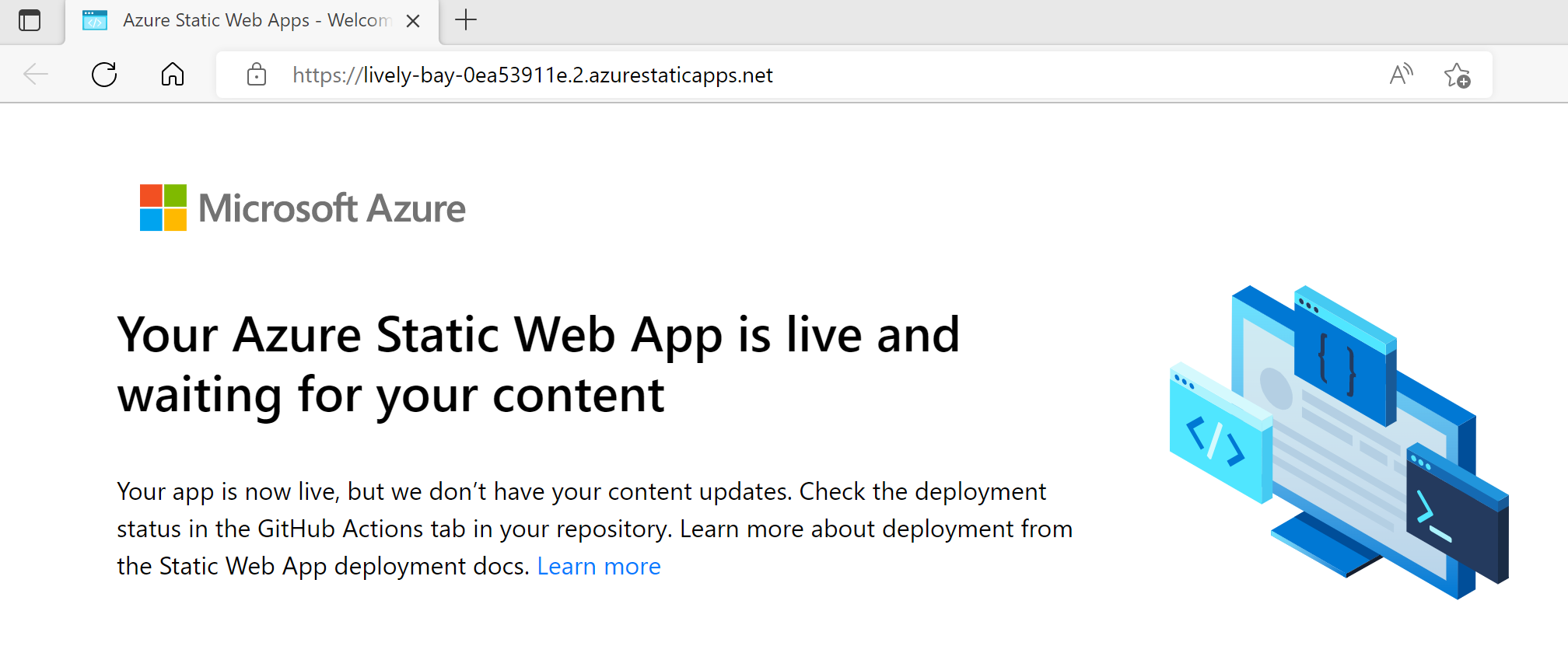 Static Web Apps Blazor 웹 페이지의 스크린샷