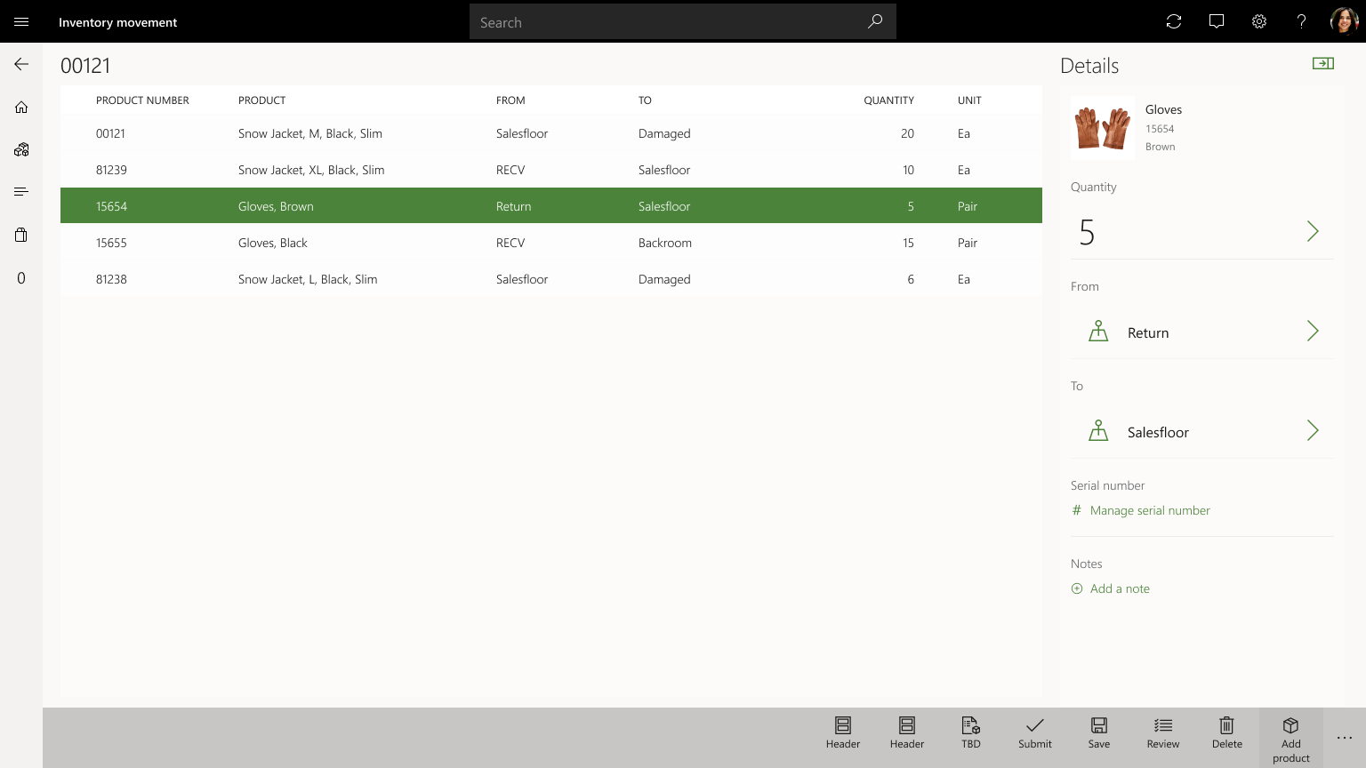 Inventory movement operation in POS