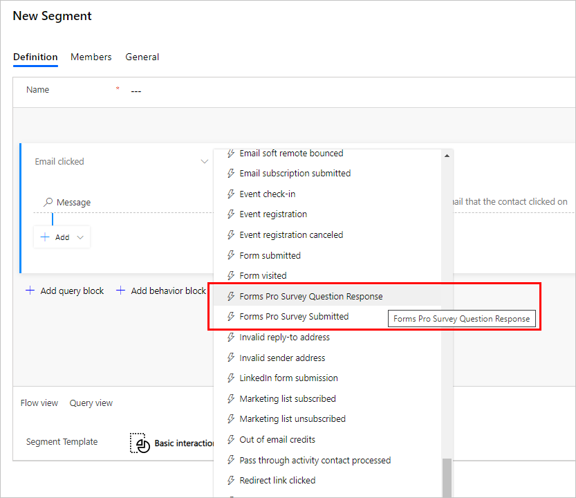 상호 작용 기반 세그먼트 Dynamics 365 Customer Voice입니다.