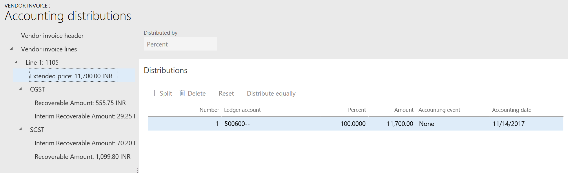 Accounting distributions.