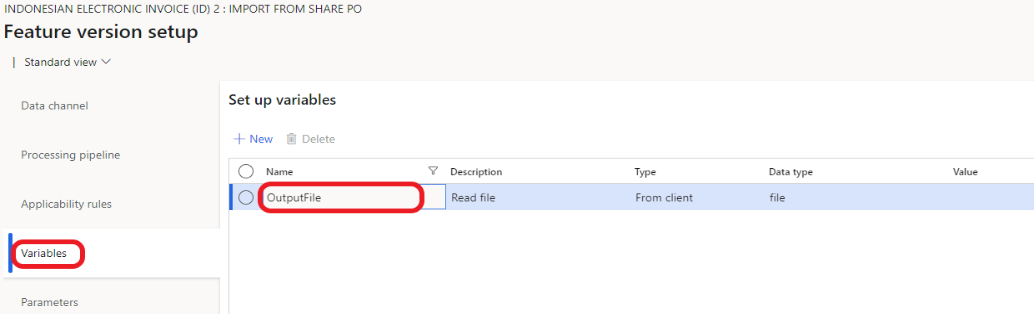 Configuring the Vendor invoice feature setup.