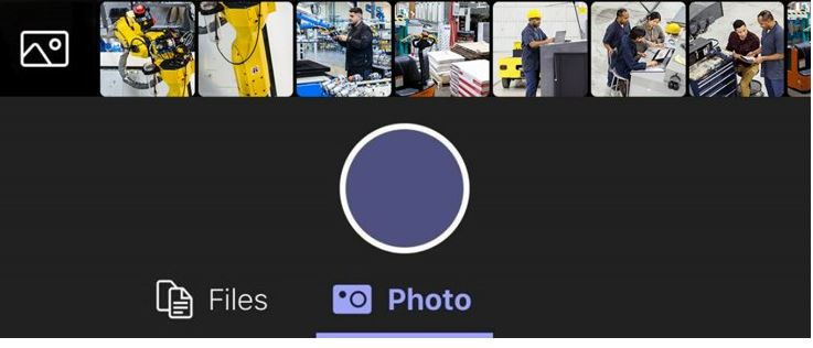 Teams 모바일의 사진 옵션 스크린샷.