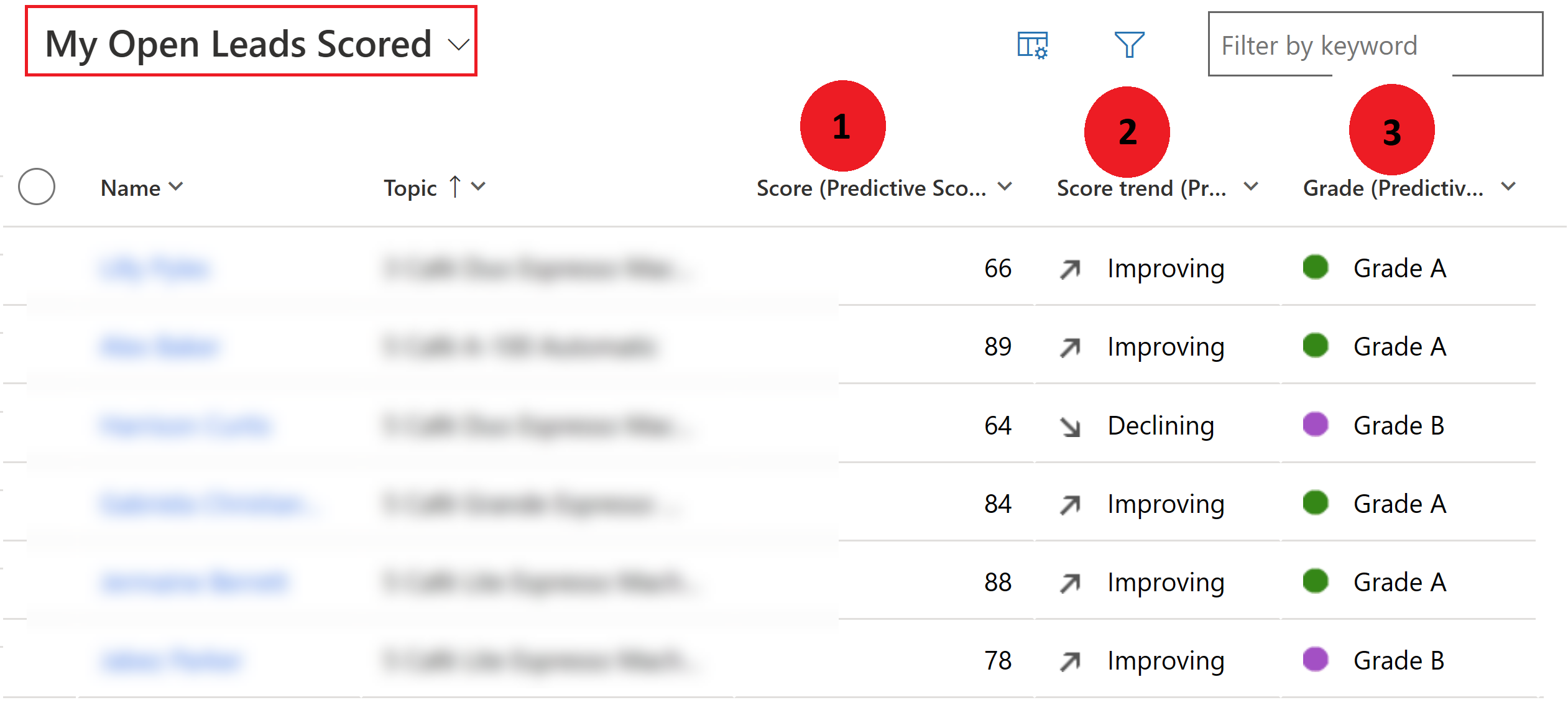 내 잠재 고객 점수 검토의 스크린샷.