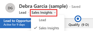 Sales Insights 양식을 선택하는 스크린샷입니다.