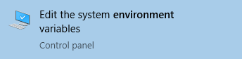Using the Windows search bar to find where to edit environment variables