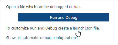 The link located under the Run and Debug option to create a launch.json file in Visual Studio Code.