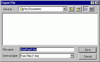 Export file dialog box