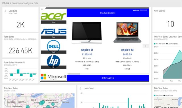 임베디드 앱이 있는 Power BI 대시보드.