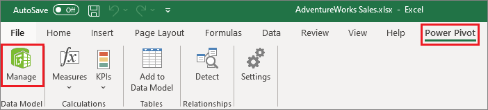 Excel에서 PowerPivot 열기