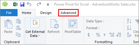 PowerPivot 고급 탭