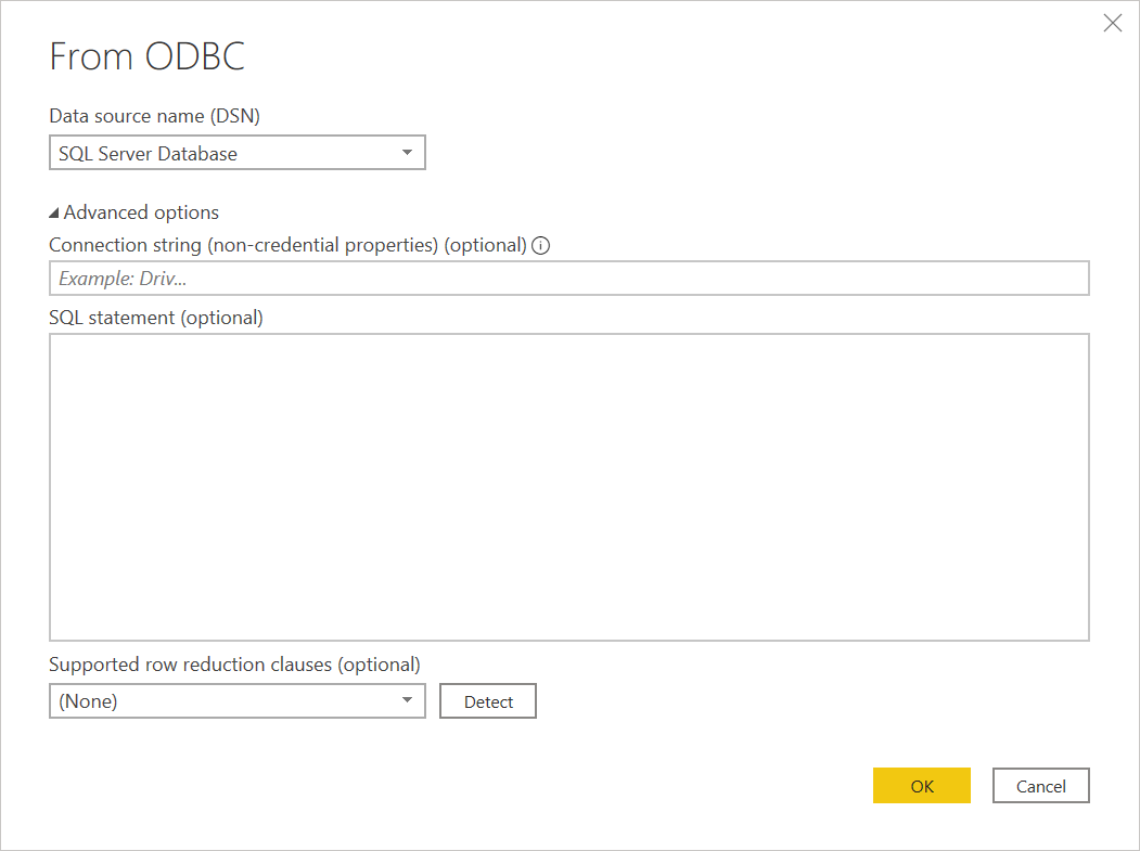 ODBC 고급 옵션입니다.