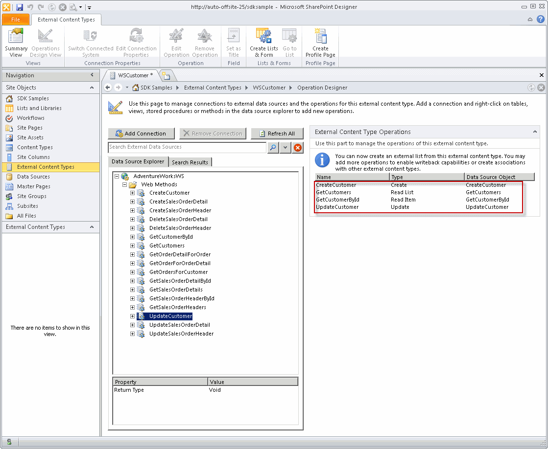 Basic operations for Customer