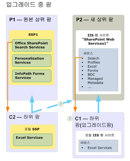 하위 팜 업그레이드 다이어그램(실행 중)