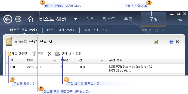 테스트 구성 만들기