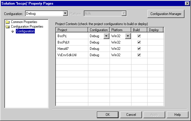 Visual Studio Solution Configuration